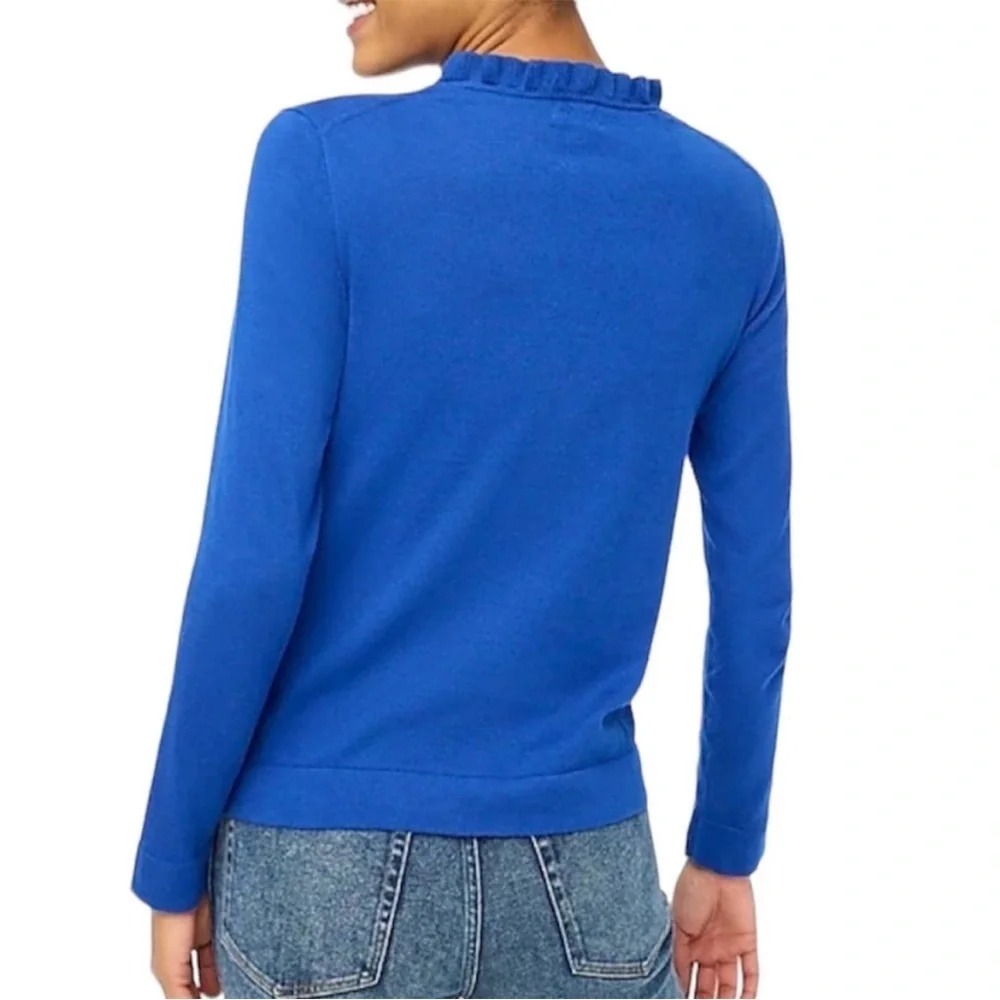 J.Crew Blue Ruffle Neck Sweater
